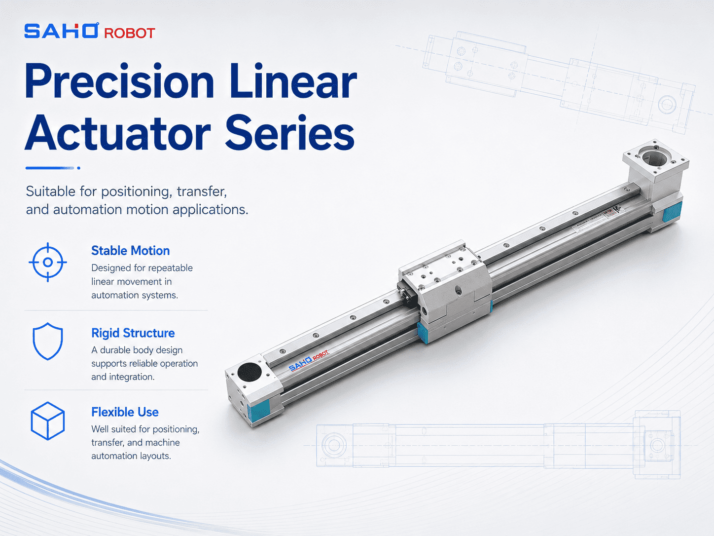 SAHO TR Series belt drive linear module for long-stroke transfer and high-speed automation