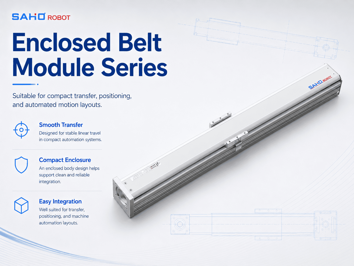 SAHO SDM Series ball screw actuator for compact positioning and stable endpoint control