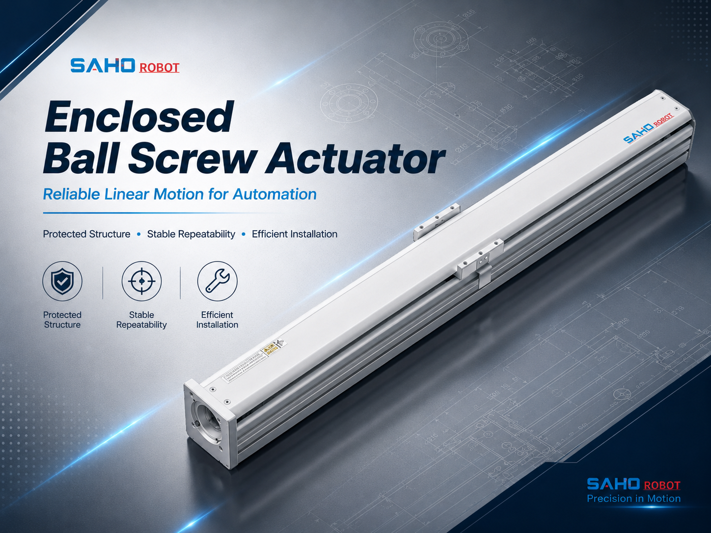 SAHO SDM75 ball screw linear actuator for compact positioning and general automation