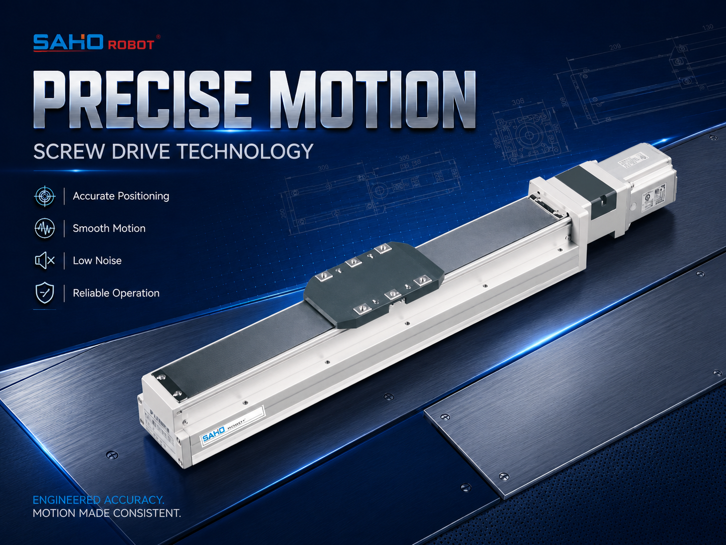 SAHO SDH Series built-in ball screw linear actuator for compact integration and limited installation space