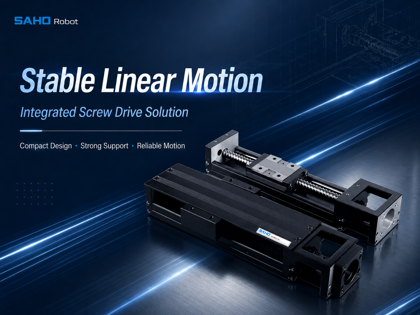 SAHO KK Series integrated ball screw guide module with U-shaped body for compact rigidity