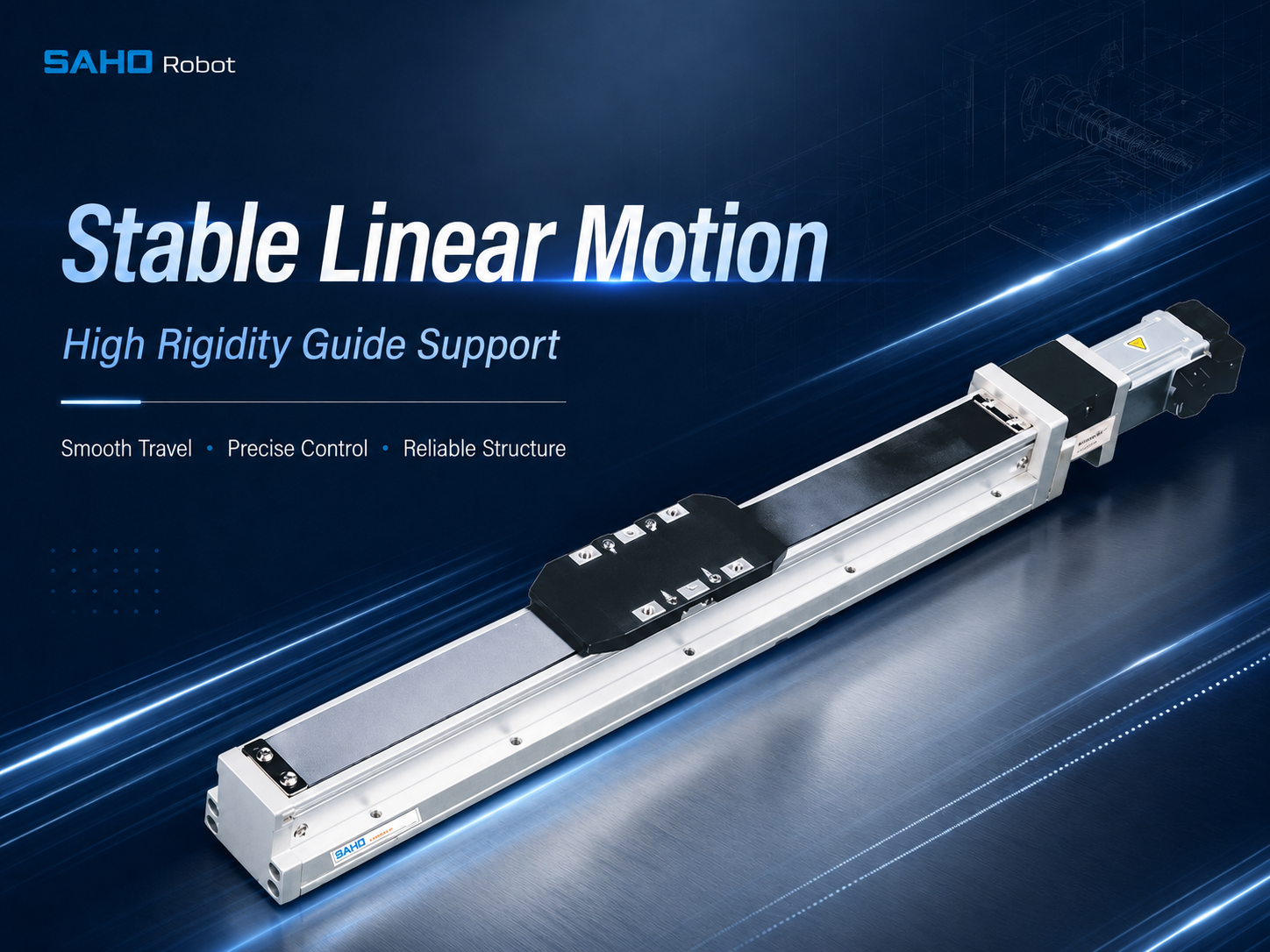 SAHO SDH screw drive module structure for stable carriage travel and linear guide support