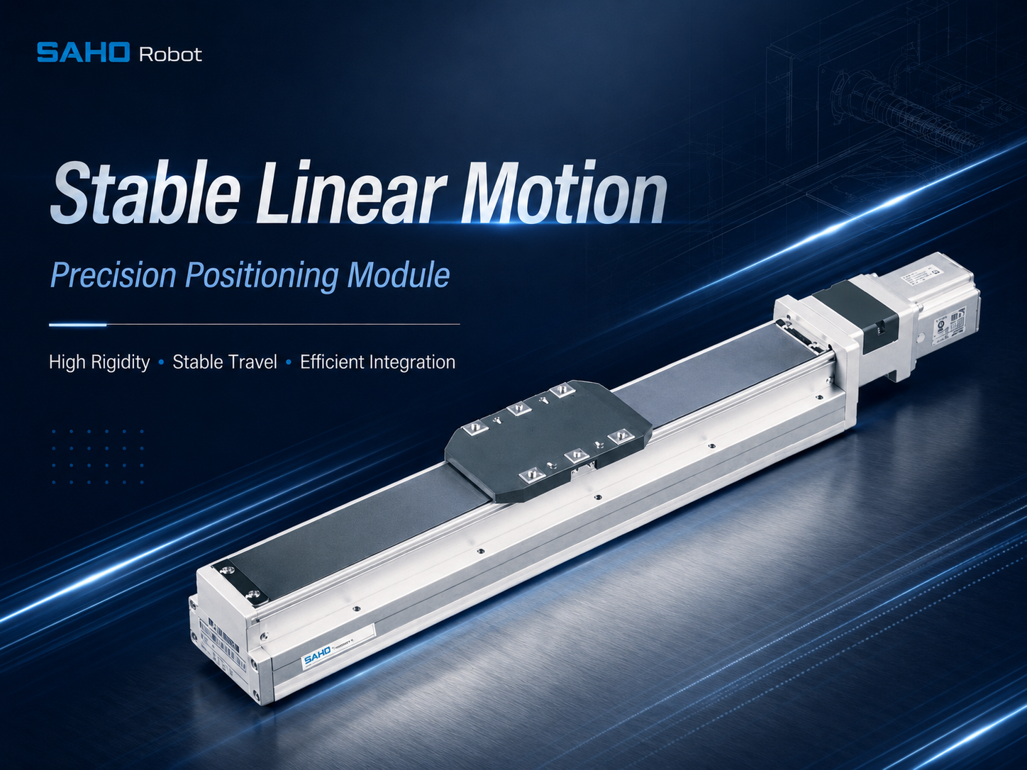 SAHO SDH built-in screw drive actuator for stable positioning and covered module layouts