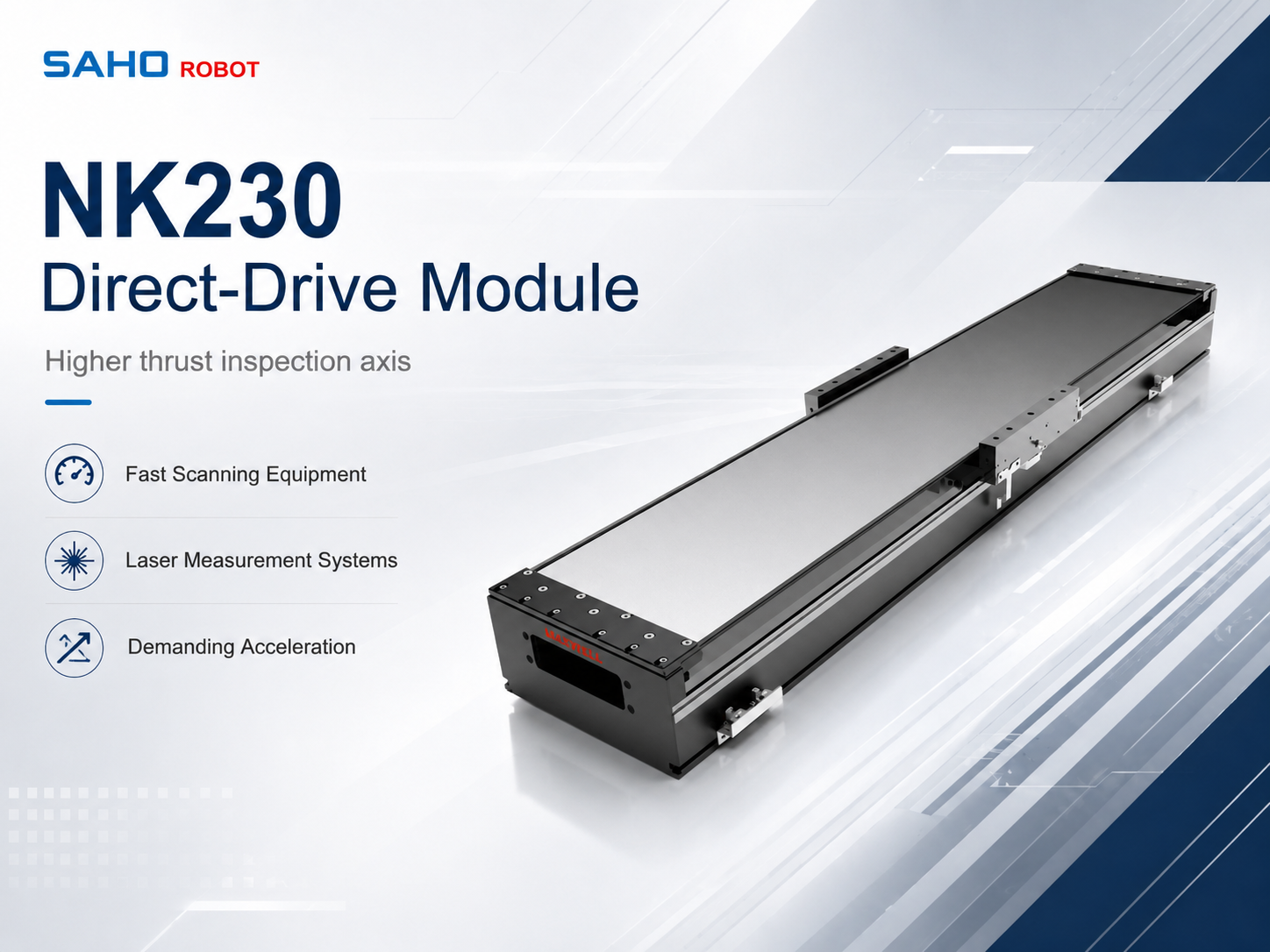 SAHO NK230 direct drive linear motor module for laser measurement and high-speed inspection axes