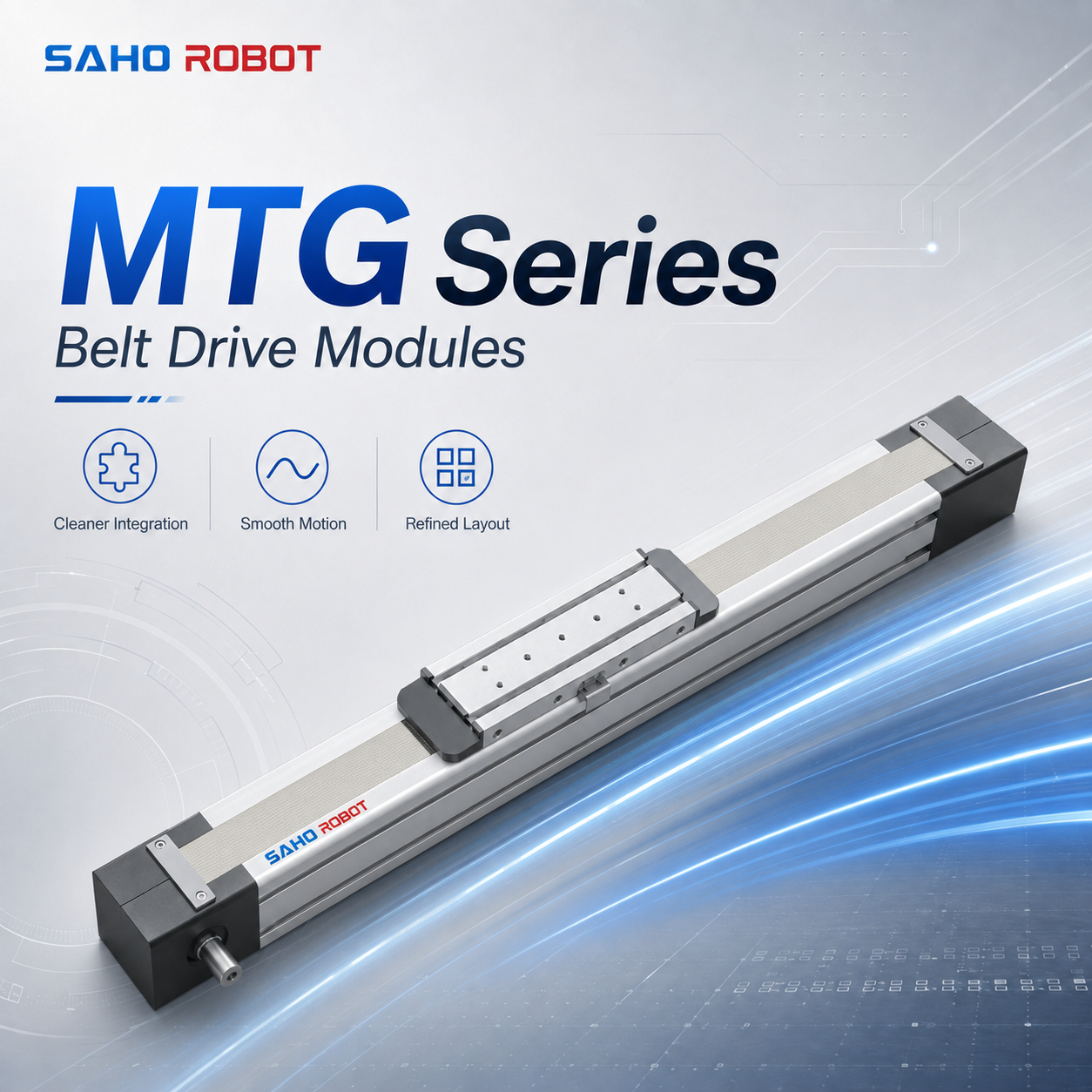 SAHO MTG Series clean room belt module for cleaner integration smoother motion lower noise and refined multi-axis layout
