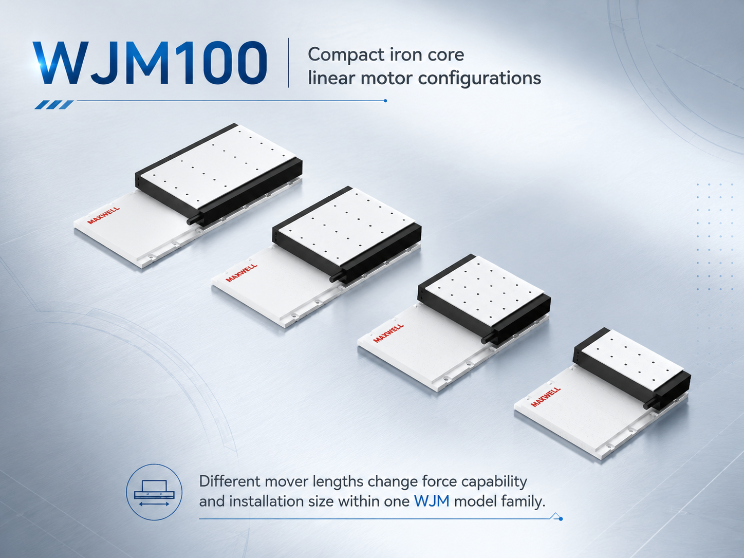 WJM100 compact iron-core linear motor configurations WJM100 compact iron-core linear motor configurations and mover lengths