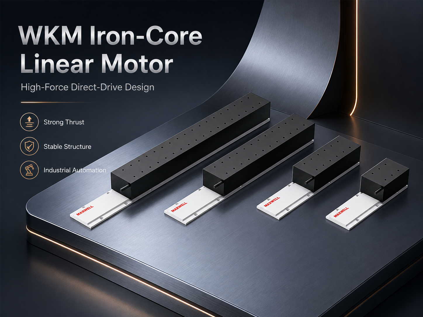WKM iron-core linear motor mover and magnetic track