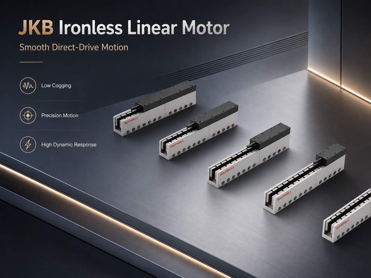 JKB ironless linear motor coil and magnetic track