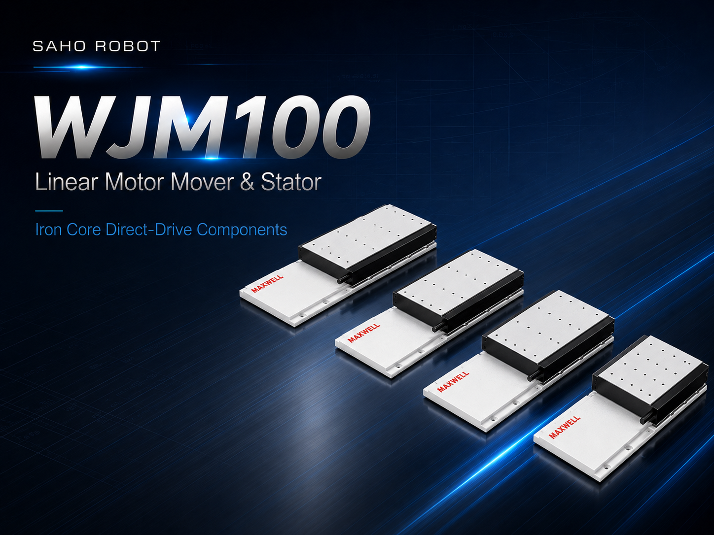 Direct drive linear motor mover and stator components