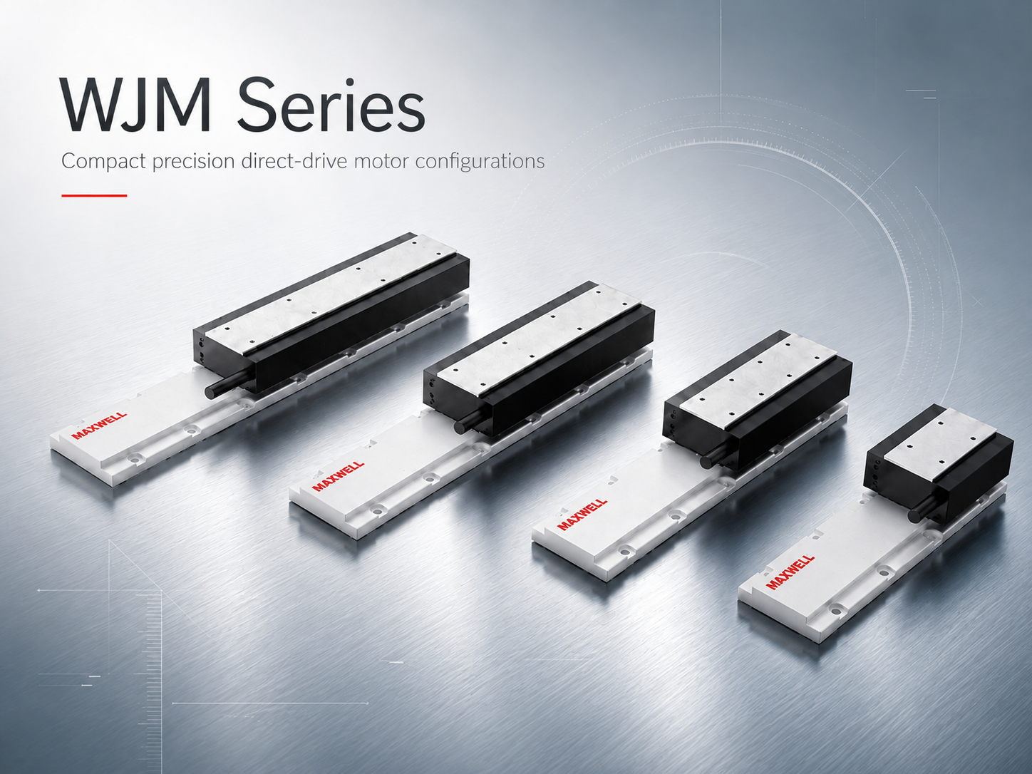 WJM iron core linear motor mover and stator configurations