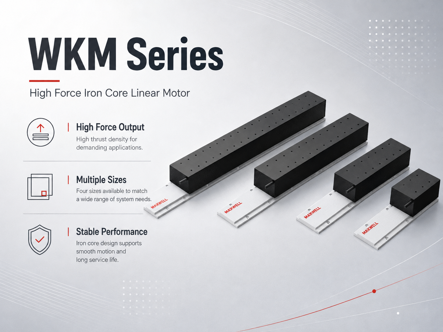 WKM high force iron core linear motor for heavier OEM platforms